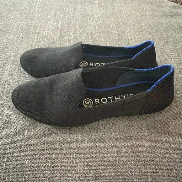 Rothy's black round toe flats 5.5 slip on washable sustainable work comfortable - Picture 5 of 8